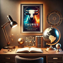 Um pôster zodiacal do Touro cósmico