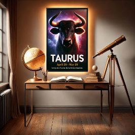 Um pôster zodiacal do Touro cósmico