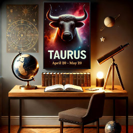 Um pôster zodiacal do Touro cósmico