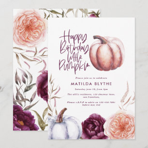 Um pouco de abóbora floral queda púrpura aniversár