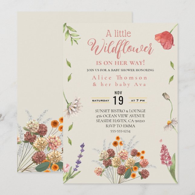 um pouco de convites de vassoura silvestre (Frente/Verso)