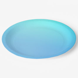 Um prato de papel azul-turquesa redondo e gradient
