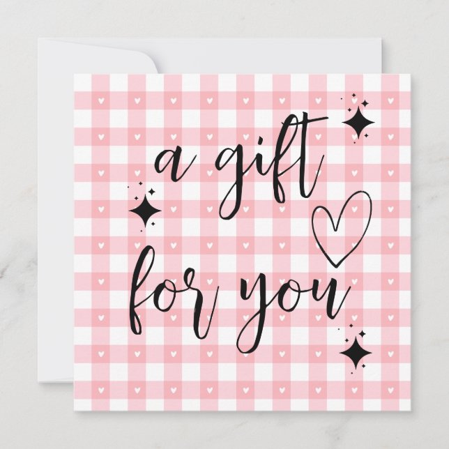 Um Presente para Você Cartão de Gingham Rosa | Cut (Frente)
