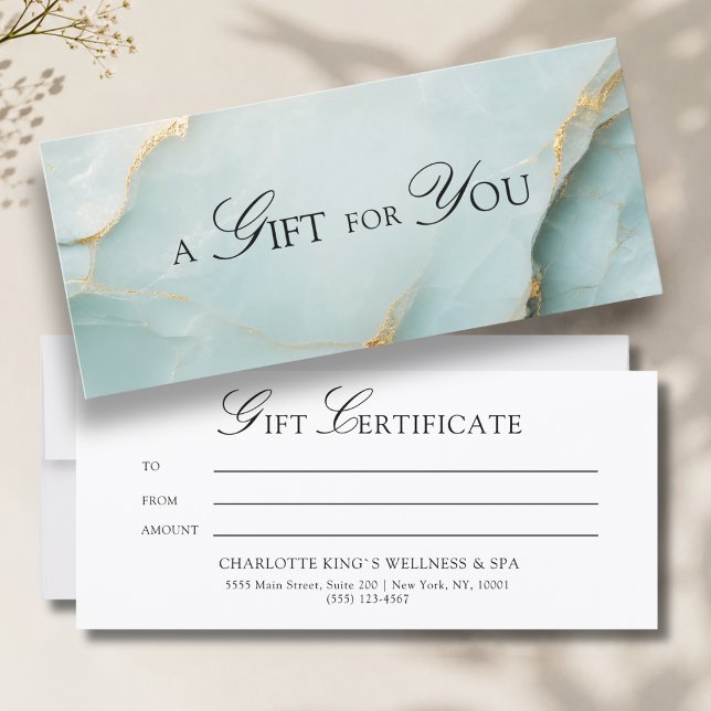 Um Presente para Você! Mármore Azul Dourado (A Gift for You! Blue Gold Marble Gift Certificate)
