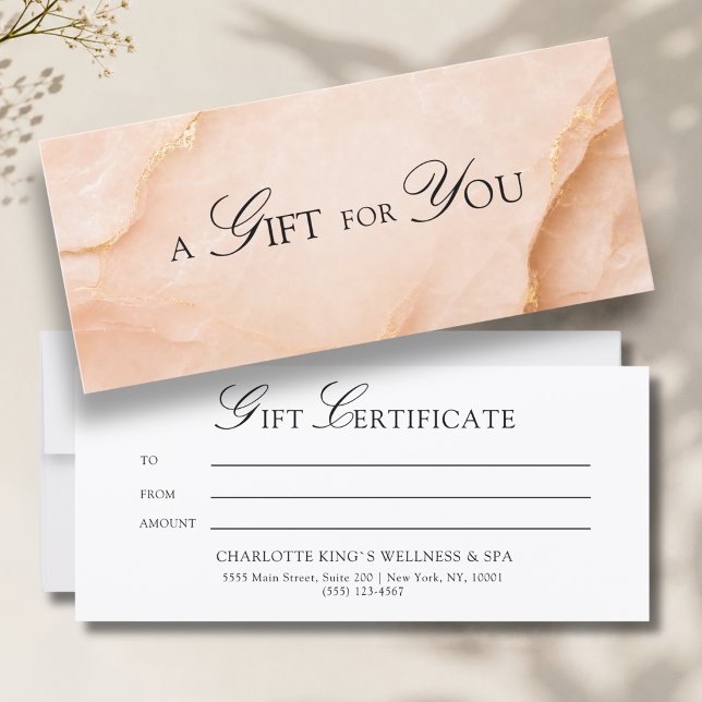 Um Presente para Você! Mármore Dourado Pêssego (A Gift for You! Peach Gold Marble Gift Certificate)