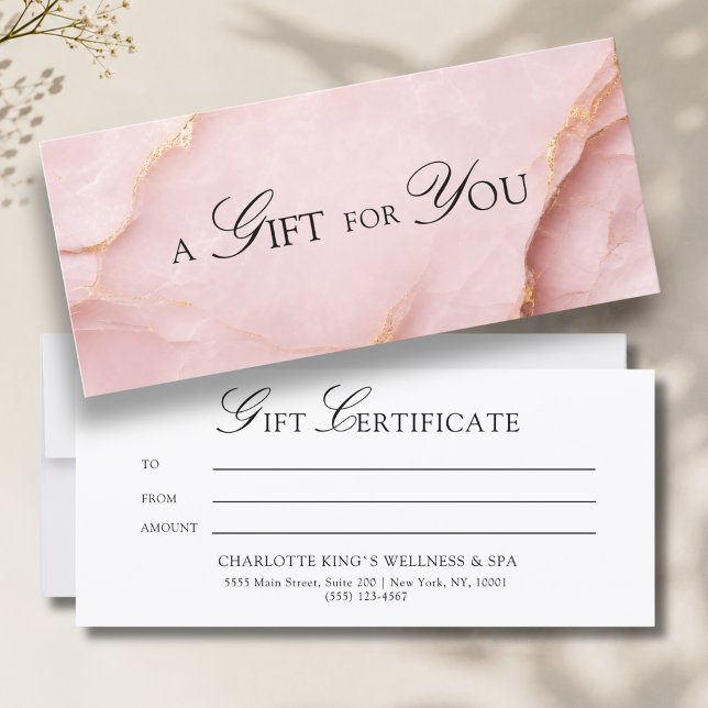 Um Presente para Você! Mármore Rosa Bege Dourado (A Gift for You! Blush Pink Gold Marble Gift Certificate)