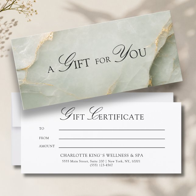 Um Presente para Você! Mármore Verde Sage Dourado (A Gift for You! Sage Green Gold Marble Gift Certificate)