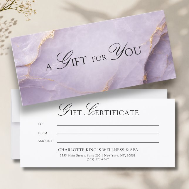Um Presente para Você! Mármore Violeta Dourado (A Gift for You! Black Gold Marble Gift Certificate)