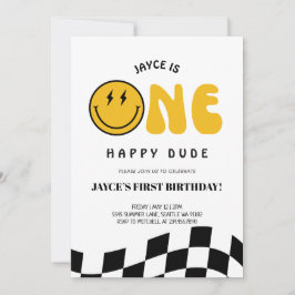 Um primeiro aniversario Feliz Checked Convite
