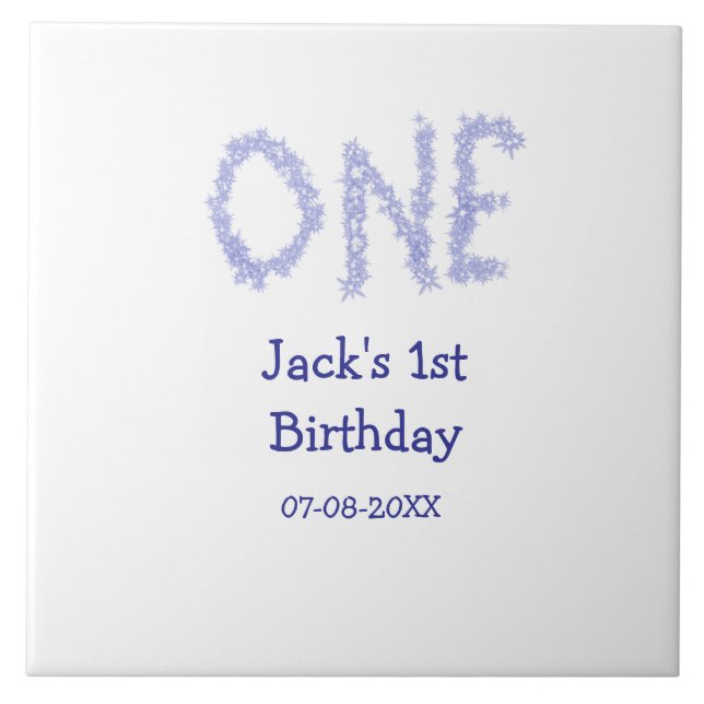 Um primeiro aniversario moderno de menino brilhant (Frente)