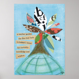 Um professor incendeia a poster de incêndio