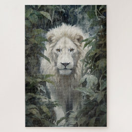 Um quebra-cabeça de leão branco