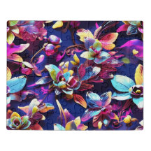 Um quebra-cabeça floral de serra em cores vibrante