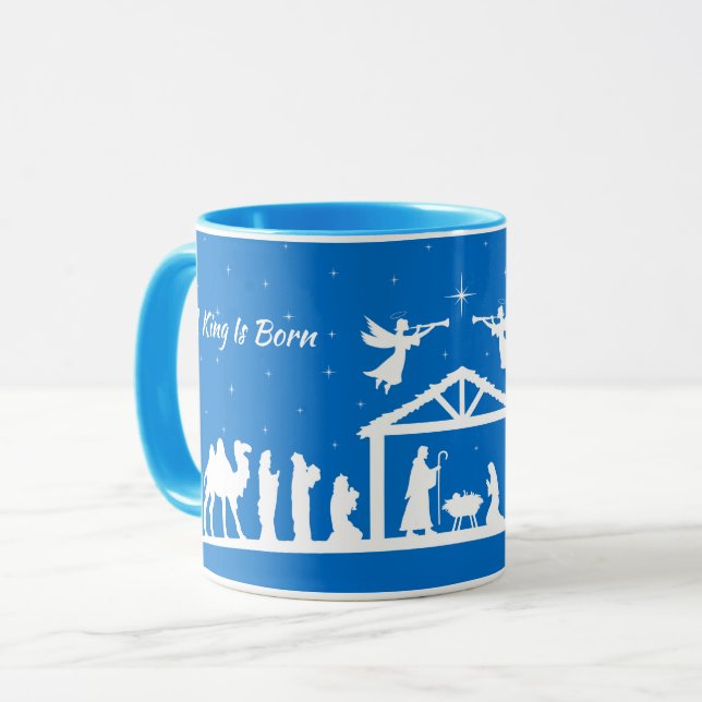 Um Rei É Nascido - Caneca Cena de Natal  (Frente Esquerda)