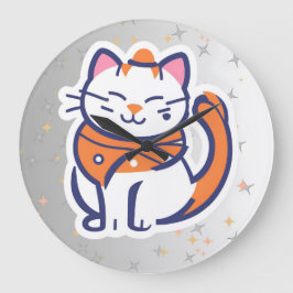 Um relógio de parede de tuxedo branco e rosa muito