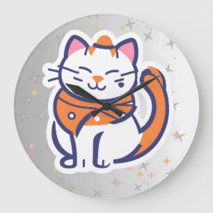 Um relógio de parede de tuxedo branco e rosa muito