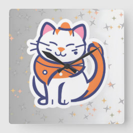 Um relógio de parede de tuxedo branco e rosa muito