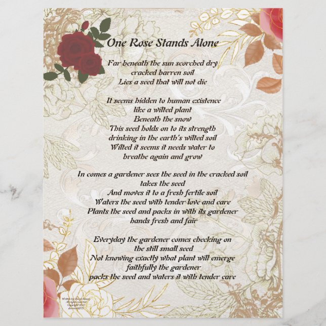 Um Rosa Fica Sozinho Papelaria Pessoal Vintage (Frente)