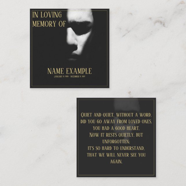 Um rosto adormecido em meio cartão de nota sombra (Frente/Verso)