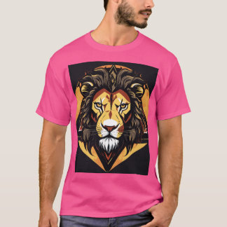 Um rosto de leão zangado em um design de camisa de