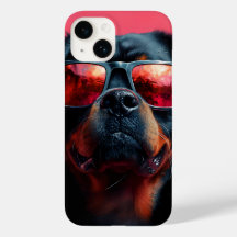 Um rottweiler legal com óculos de sol
