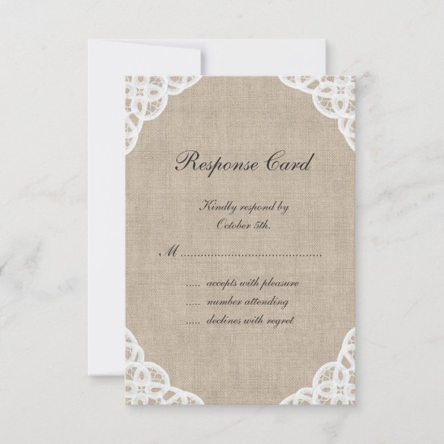 Um RSVP de Lace & Burlap Russo (Frente)