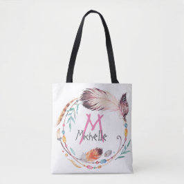 Um Saco de Tote Boho Monograma Personalizável
