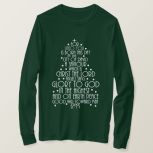 Um Salvador é Nascido Camisas de Árvore de Natal L