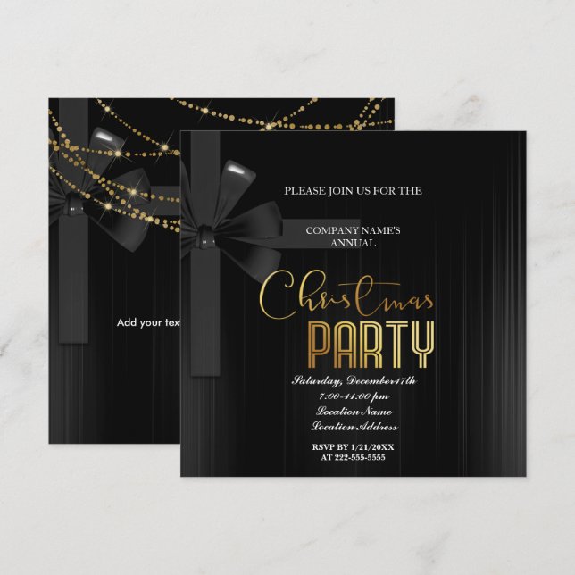 Um simples Convite de festas de Natal Elegante (Frente/Verso)