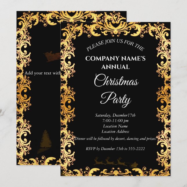 Um simples convite de festas de Natal elegante e p (Frente/Verso)