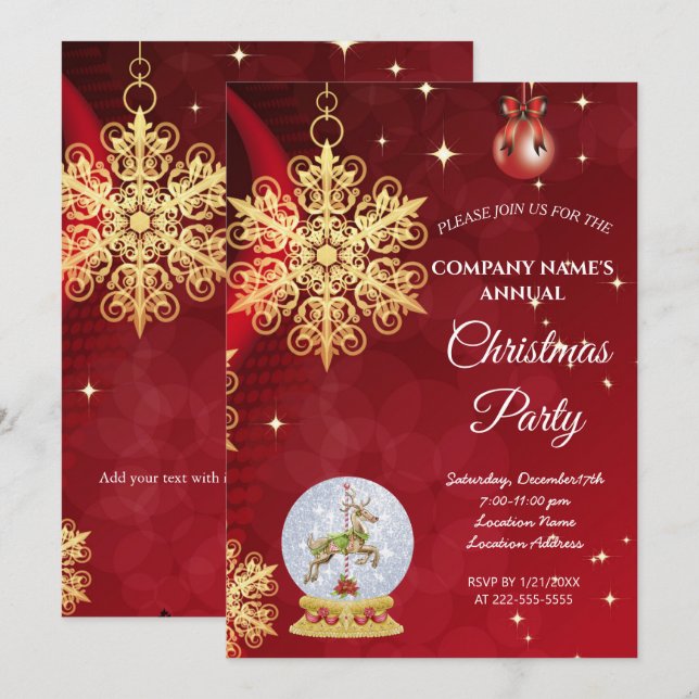 Um simples convite de festas de Natal elegante e v (Frente/Verso)