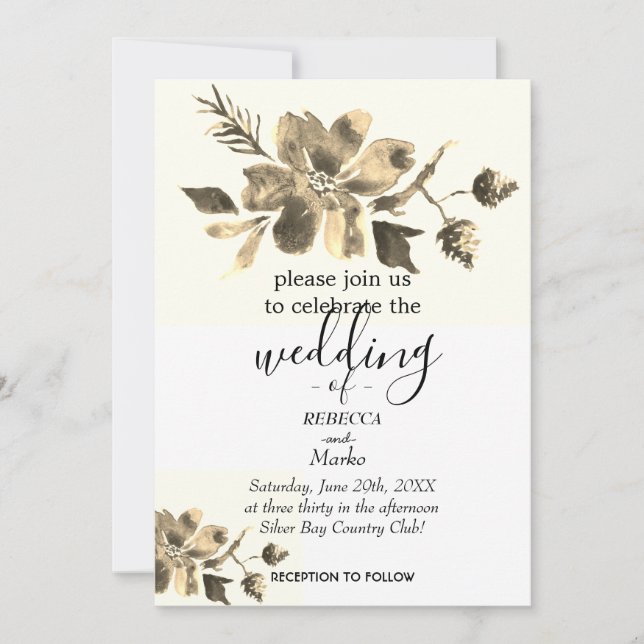 Um simples convite floral branco para você (Frente)