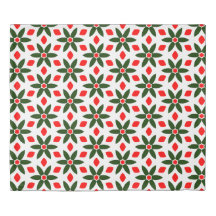 Um simples padrão floral verde e vermelho