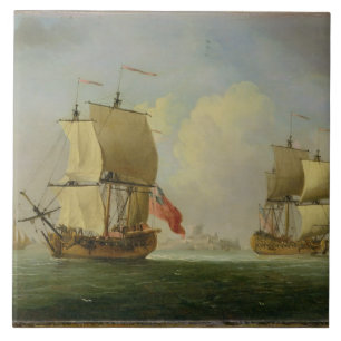 Um Sloop inglês e uma fragata em uma brisa clara