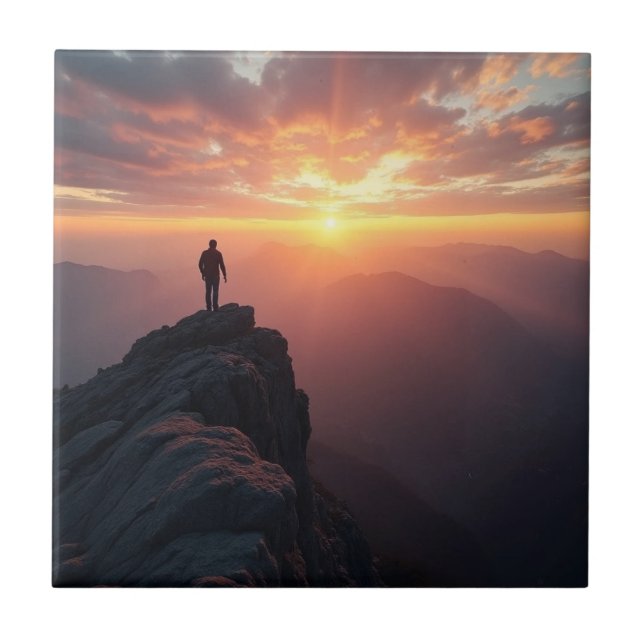 Um sol majestoso visto do pico da montanha (Frente)