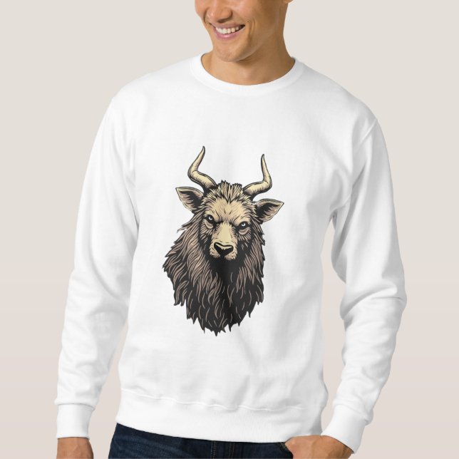 um suéter único decorado com pinturas de ovelha (Frente)