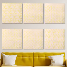 Um tapete amarelo com um padrão repetitivo de moti