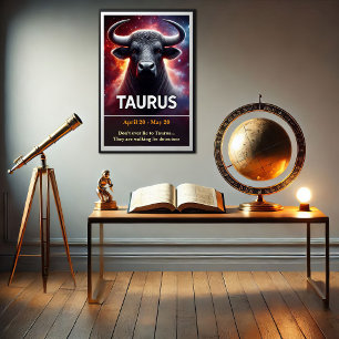 Um taurus cósmicos Bull Zodiac Poster