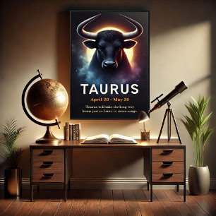 Um taurus cósmicos Bull Zodiac Poster