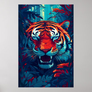 Um Tigre Na Arte De Impressão Poster