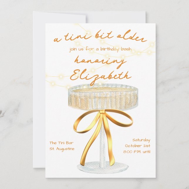 Um Tini Um Pouco Mais Antigo Tema Martini Convite  (Frente)