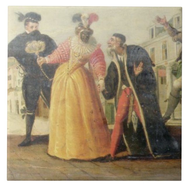 Um trupe de Commedia Dell'Arte antes de um (Frente)