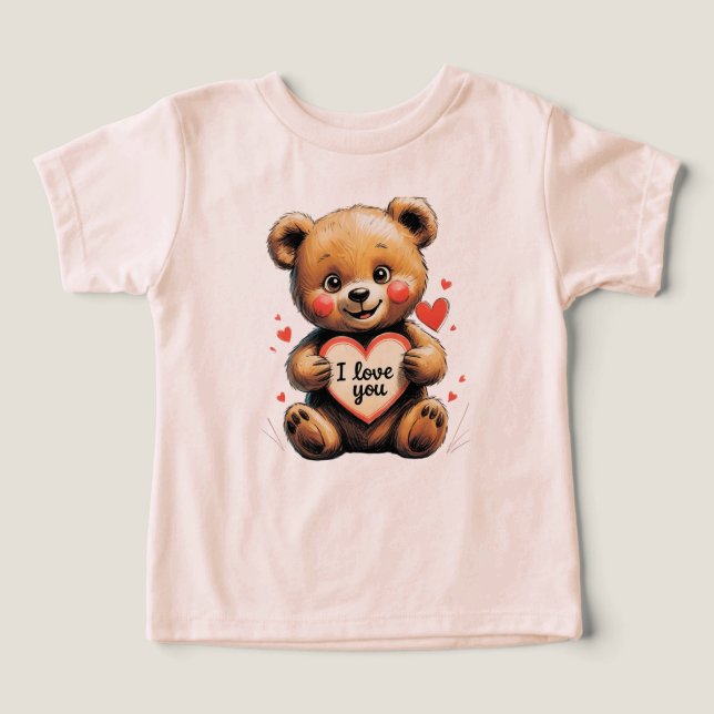 Um ursinho bonito segurando um cartão em forma de  (Design frontal)