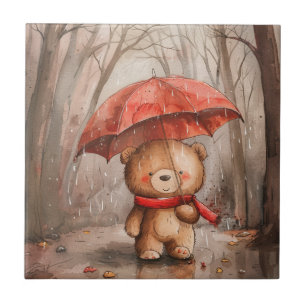 Um Urso de Pelúcia Fofo na Chuva