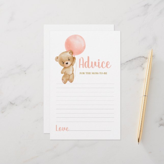 Um Urso Rosa Rosa para a Mãe Ficar com cartão (Frente/Verso In Situ)