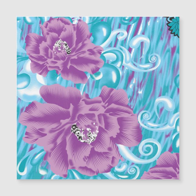 Um vibrante design de tecido com roxo e turq (Frente)