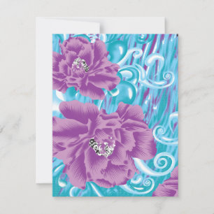 Um vibrante design de tecido com roxo e turq