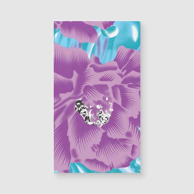 Um vibrante design de tecido com roxo e turquesa (Frente)