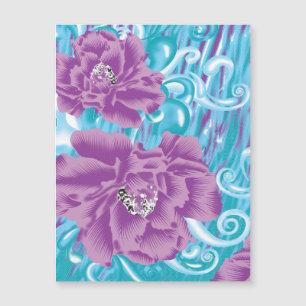 Um vibrante design de tecido com roxo e turquesa