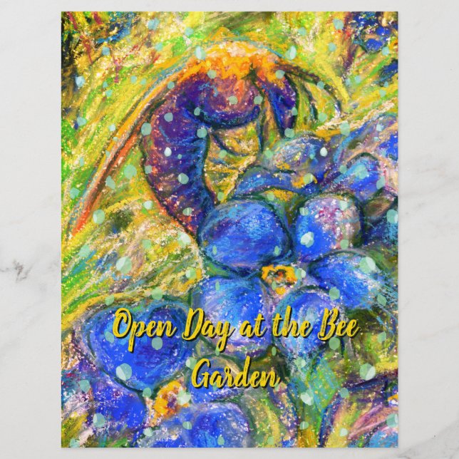 Uma abelha e não me esqueça das flores no jardim (Frente)